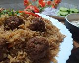 A picture of step 2 of Kofta pulao.