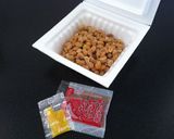 A picture of step 1 of Cold Tofu with ‘Nattō’, ‘Takuan’ & Kimchi.