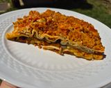 Vegán padlizsános vöröslencsés tofus lasagne (pici gombával) recept fázis 5 fotója