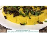 A picture of step 7 of Rava Dhokla- Semolina Sponge Squares.