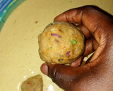 A picture of step 9 of Beans balls II.