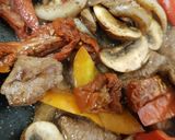 A picture of step 4 of My Balsamic Lamb Stir fry and sundried tomatoes. 😀.
