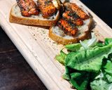 Foto langkah ke 9 dari resep Pan Seared Salmon, Sourdough Bread & Green Salad.