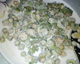 A picture of step 4 of Kurkuri bhindi.