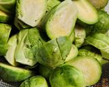A picture of step 1 of Brussels Sprouts with toasted pecans.
