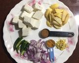 A picture of step 1 of Paneer Veggie Bhaaji.