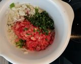 A picture of step 4 of Lahmacun - Turkish minced lamb pitta/pizza.
