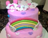 Foto del paso 15 de la receta: 🎂Bizcochuelo con pasta de cobertura (fondant) y tips☁️🌈💜🤍