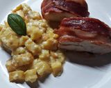 Foto del paso 7 de la receta: Pechuga envuelta en panceta con papas a la crema