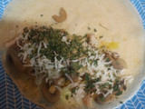 Crepe de pechuga de pollo, patatas, champiñón y queso