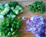 A picture of step 1 of Cucumber Salsa.