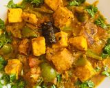 A picture of step 7 of Kadai paneer.