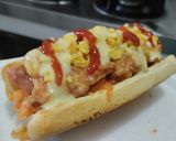 Foto del paso 11 de la receta: Perrito🌭caliente con jamón🥯y ensalada🥓🥯🧀🧅🍎🥕