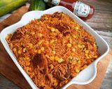 A picture of step 5 of Jambalaya rice.