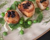 A picture of step 2 of Scallops With A Black Pudding Crumb, Fennel & Cucumber Salad, Pea & Pea Shoots And Apple Purée.