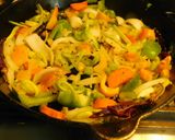 A picture of step 3 of Bulgur wheat with veggies- Middle Eastern Breakfast.