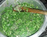 A picture of step 3 of Kanzera (Collard Greens) with Mchicha (Aramanth) #vegescontest#.