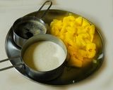 A picture of step 1 of Mango Kesari.