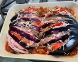 Une image de l'étape 11 de Éventails d'aubergine italienne aux deux jambons, tomates et girolles.