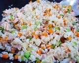Hình bước làm 1 của món Cơm chiên hoàng bào