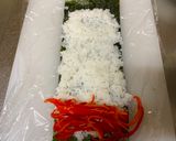 A picture of step 4 of Rainbow Roll Sushi.