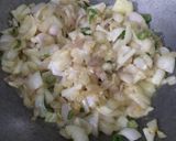 A picture of step 1 of Soya chunks masala.