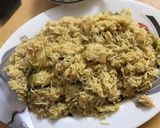 A picture of step 5 of Alu Chawal.