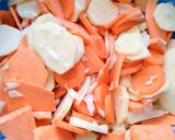 A picture of step 1 of Potato, Sweet Potato, and Carrot Gratin.