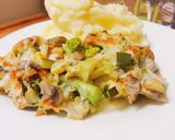 Foto del paso 5 de la receta Gratín de champiñones y calabacín escabechado con brécol