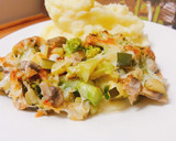 Foto del paso 5 de la receta: Gratín de champiñones y calabacín escabechado con brécol