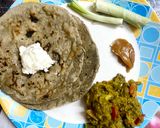 A picture of step 4 of Bajra Roti with Ringda odo.