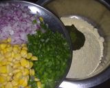 A picture of step 2 of Rava-Palak-Corn Mini Pancakes.