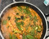 A picture of step 7 of Thai Pumpkin Chicken red curry.