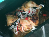 Pollo a la mostaza al horno con Arroz y Papas rústicas