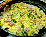 Pas rețetă Scrumbled eggs with ham&cheese(omleta cu șunca și brânză telemea 1 fotografie