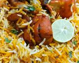 A picture of step 8 of Degi chicken biryani.