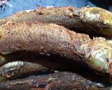 A picture of step 2 of Pohala macha besara(Fried Pohala fish in tangy mustard gravy).