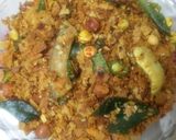 A picture of step 4 of Khakhara chivda (in microwave).