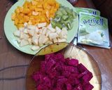 Foto langkah ke 1 dari resep Pudding Buah Bunga Telang.