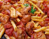Foto del paso 7 de la receta Macarrones con butifarra, champiñones y tomate