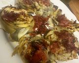 Foto del paso 6 de la receta: Flores de alcachofa con crujiente de jamón