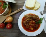 Lecsó füstölt kolbásszal-fehér szalonnával recept fázis 5 fotója