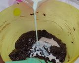 A picture of step 2 of Eggless sponge Chocolate cake.