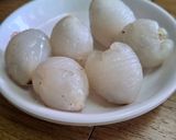 A picture of step 1 of Stuffed litchi with petha and dry fruits.