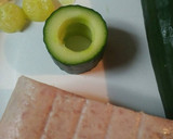 A picture of step 2 of Pickled Cucumber stuffed with Spam.