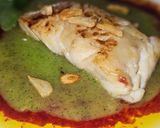 Foto del paso 7 de la receta: Bacalao skrei en salsa de naranja sanguina y puré de calabacín
