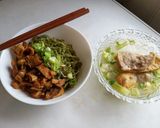Foto langkah ke 4 dari resep Mie Ijo Ayam Jamur.