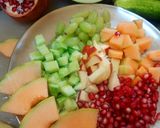 A picture of step 1 of Summer Fruit Salad with Grilled Muskmelon and Watermelon.