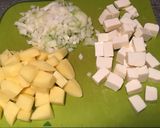 A picture of step 1 of Paneer and potato curry.