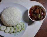 A picture of step 10 of Chicken in spicy peanut powder sauce with rice.